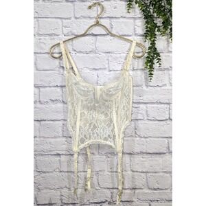34C NWOT💋Vtg Victoria's Secret Gold Label Bridal Nylon Lace Bustier Corset